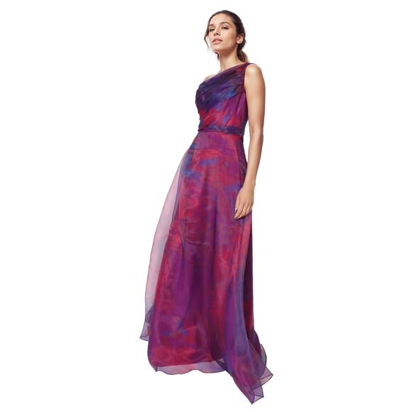NWT RENE RUIZ $1,800 ONE SHOULDER A-LINE ORGANZA GOWN Sz 8 - Picture 2 of 5